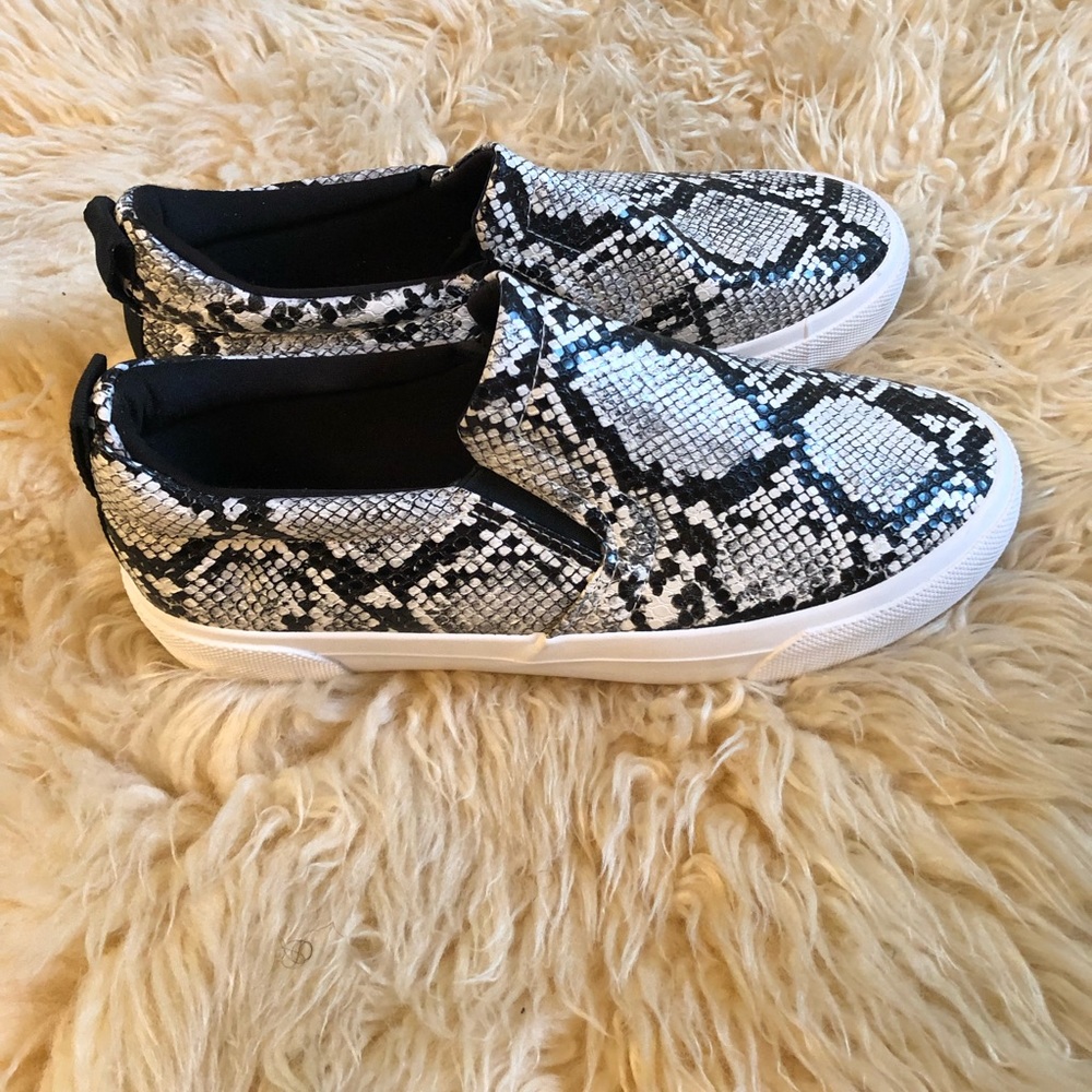 Snakeskin slip on sneakers